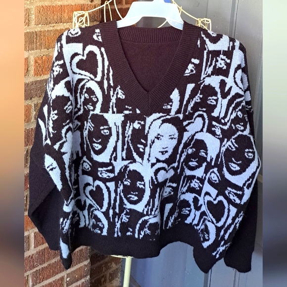 NWOT- Shein Color block, graphic print, sweater, Size 2X. - Picture 2 of 14